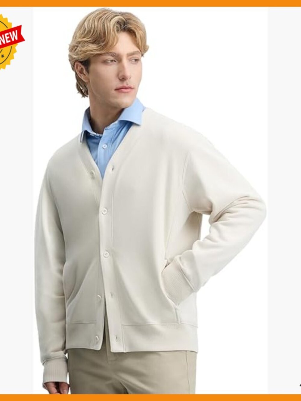 French Terry Button Up Cardigan Midweight Sweatshirt Unisex Casual